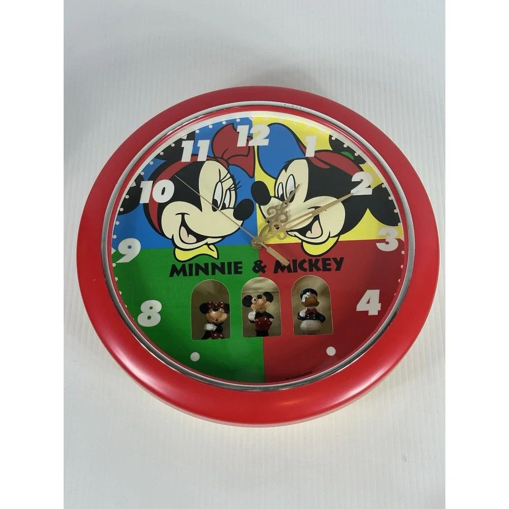 Vintage‎ Walt Disney Dancing Mickey Donald Minnie Wall Clock Model 8392C Working